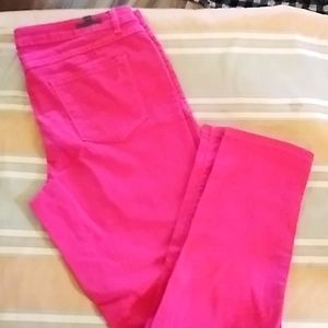 LAUREN CONRAD HOT PINK JEANS, TINY STRETCH, 1% SPANDEX, SOME DISTESSED AREAS
